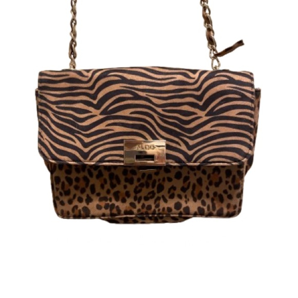 Aldo Zebra and Leopard Print Shoulder Bag - Black and Brown